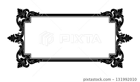 Decorative vintage black frame ornament with intricate floral design vector illustration Decorative vintage black frame ornament with intricate floral design vector illustration 131992010