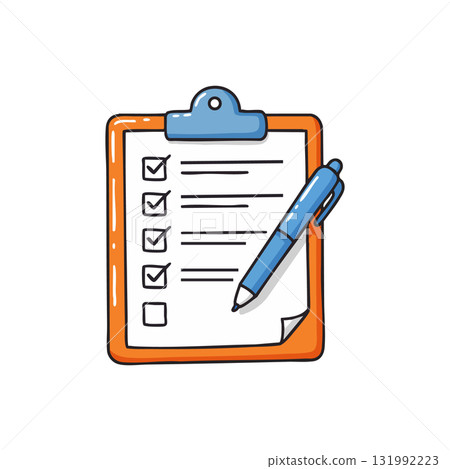 Checklist clipboard with pen for task management and organization vector illustration Checklist clipboard with pen for task management and organization vector illustration 131992223