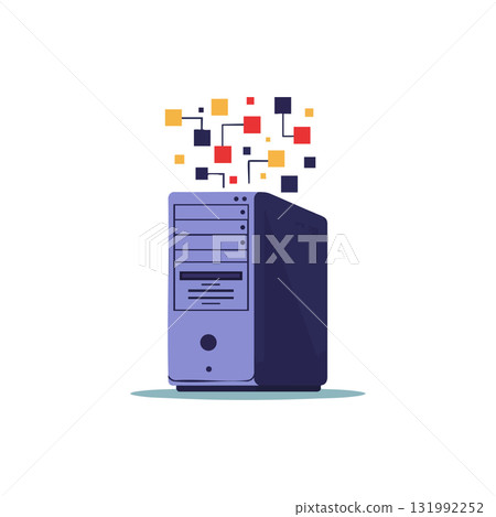 Computer server with colorful data blocks digital information processing vector illustration Computer server with colorful data blocks digital information processing vector illustration 131992252