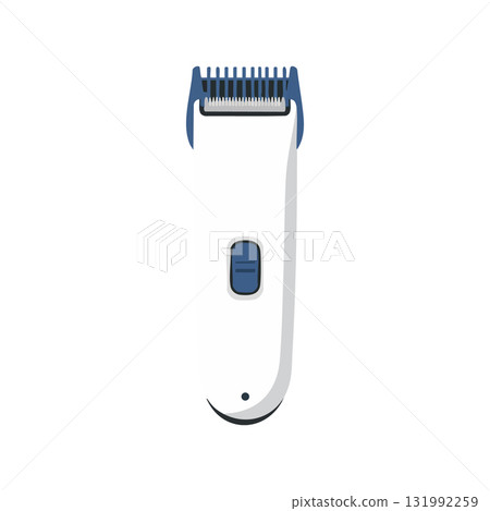 Electric hair clipper grooming tool in white and blue vector illustration for personal care Electric hair clipper grooming tool in white and blue vector illustration for personal care 131992259