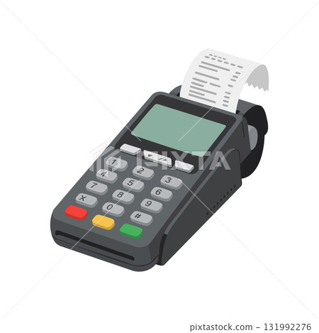Payment Terminal with Receipt Printing Vector Illustration for Retail Transactions and Electronic Payments Payment Terminal with Receipt Printing Vector Illustration for Retail Transactions and Electronic Payments 131992276