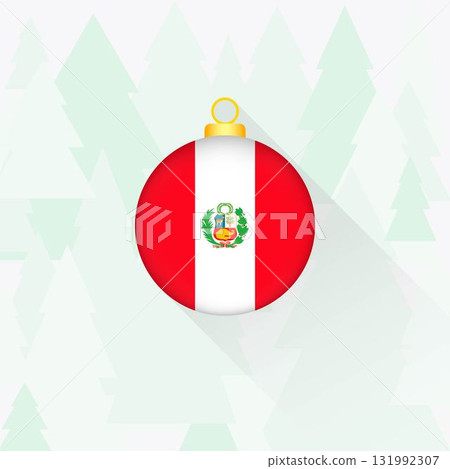 Peru National Flag Christmas Decoration. 131992307