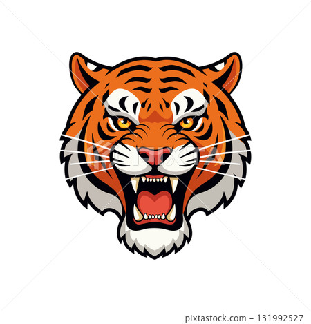Tiger head roaring animal wild cat fierce predator vector illustration design Tiger head roaring animal wild cat fierce predator vector illustration design 131992527