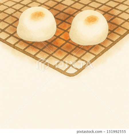 Mochi series: Top-down composition of a grill for mochi 131992555