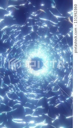 Abstract glowing blue tunnel of crystalline structures forming a radiant futuristic vortex Abstract glowing blue tunnel of crystalline structures forming a radiant futuristic vortex 131992860