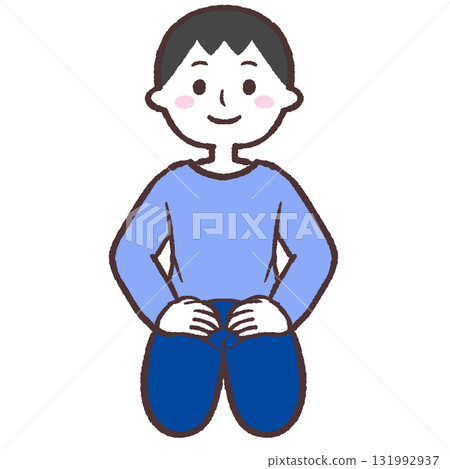 Illustration of a man sitting upright Illustration of a man sitting upright 131992937