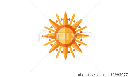 Sun Icon with Orange and Yellow Rays Vector Illustration for Bright Weather Design 131993077