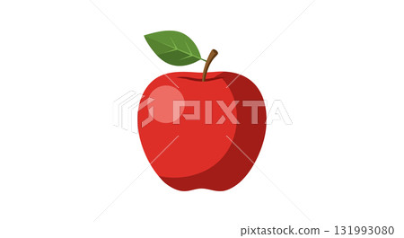 Red apple with green leaf vector illustration of fresh fruit isolated on white background 131993080