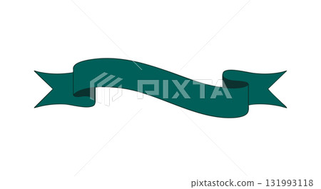 Decorative green ribbon banner with curled ends vector illustration design 131993118