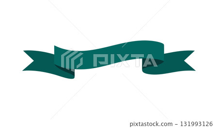 Decorative dark green ribbon banner vector illustration with smooth curves and shadow effects 131993126