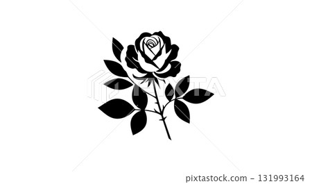 Rose flower with leaves simple black silhouette vector illustration design Rose flower with leaves simple black silhouette vector illustration design 131993164