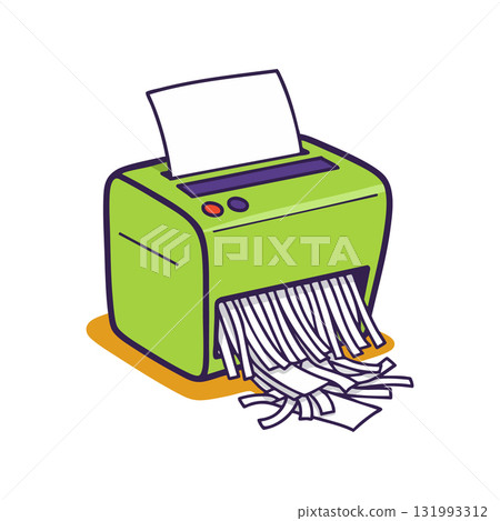 Green Paper Shredder Machine Destroying Documents Illustration Vector 131993312