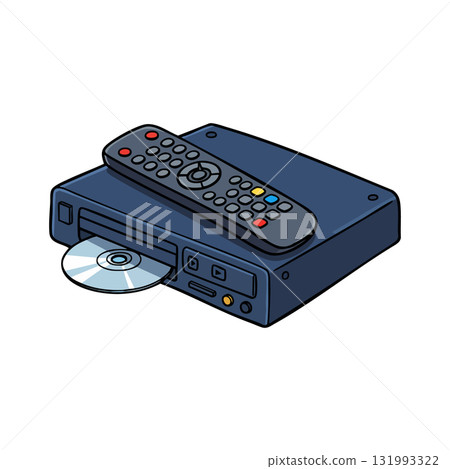 DVD player with remote control and disc inserted technology illustration vector DVD player with remote control and disc inserted technology illustration vector 131993322