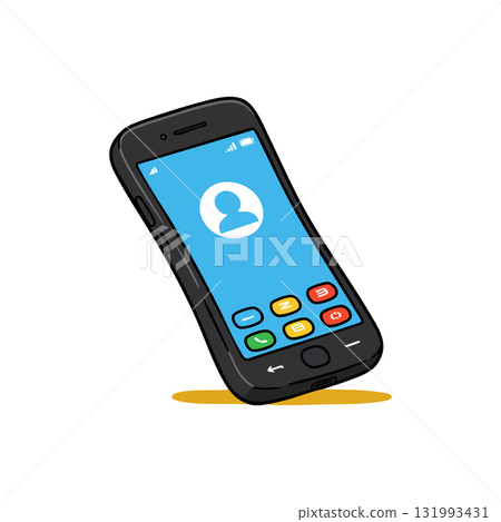 Mobile phone with colorful app icons and user profile silhouette vector illustration 131993431