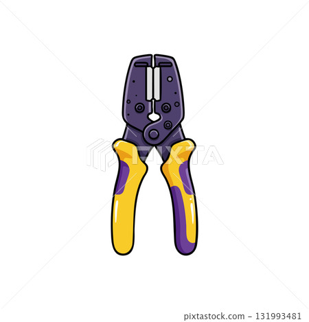 Wire Stripper and Crimping Tool with Yellow and Purple Handles Vector Illustration Wire Stripper and Crimping Tool with Yellow and Purple Handles Vector Illustration 131993481