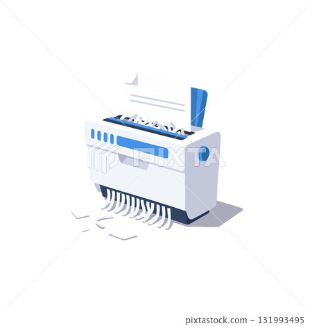 Paper Shredder Machine Destroying Documents Office Equipment Vector Illustration 131993495