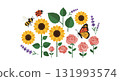 Sunflowers roses butterfly bee ladybug lavender garden vector illustration nature plants flowers 131993574