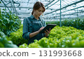 A young female content creator films a promotional video using a smartphone on a tripod, symbolizing digital marketing, social media influence, and modern entrepreneurship. AI Generated 131993668
