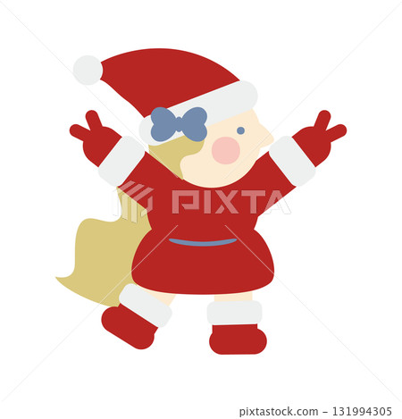 可愛的聖誕老人女孩做出和平手勢 131994305