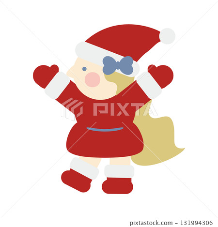 Cute Santa Claus girl cheering 131994306