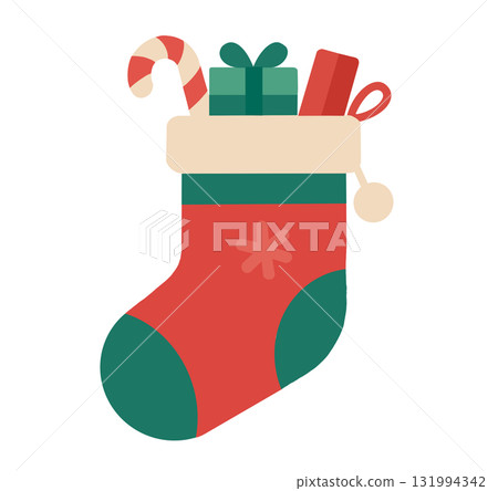 Christmas stockings and gifts illustration 131994342