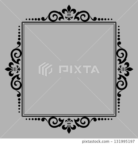 Decorative frame Elegant vector element for design in Eastern style, place for text. Floral black and gray border. Lace illustration for invitations and greeting cards Decorative frame Elegant vector element for design in Eastern style, place for text. Floral black and gray border. Lace illustration for invitations and greeting cards 131995197