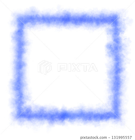 Blue glowing smoky square frame with transparent background for mystical, magical or sci fi themed digital illustrations 131995557