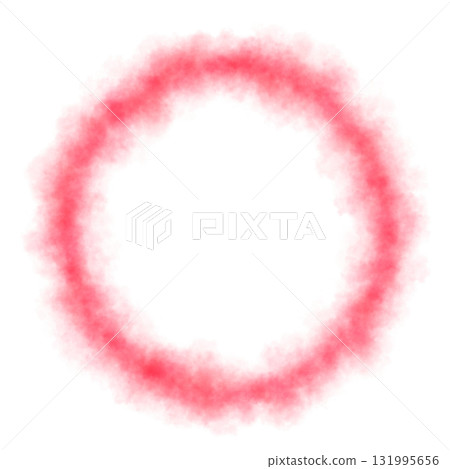 Intense red smoke ring on transparent background with fiery glow effect and blazing mist forming a vivid circular swirling energy shape 131995656