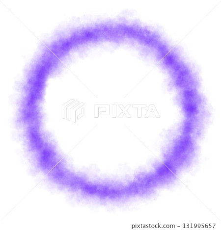 Mystical violet smoke ring on transparent background with glowing haze and surreal mist swirling in circular shape for fantasy sci fi visuals 131995657