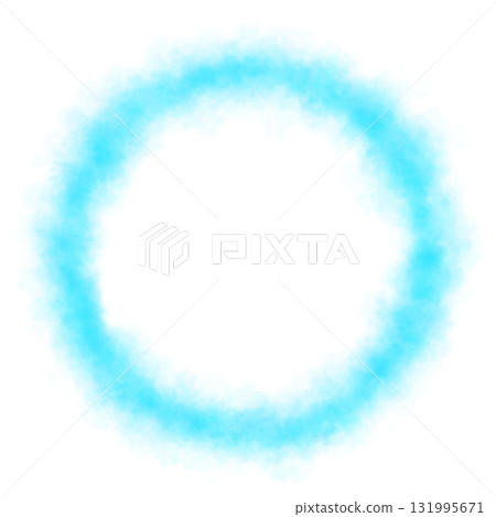 Soft glowing light blue smoke ring with transparent background, surrounded by airy mist and cool haze in circular motion. Great for calming sci fi visuals or dreamy fantasy designs 131995671