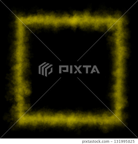 Yellow glowing smoky square frame with transparent background for mystical, magical or sci fi themed digital illustrations 131995825