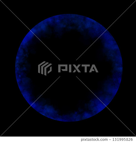 Blue smoky circular frame with transparent background and glowing mist effect for digital visuals and modern projects 131995826
