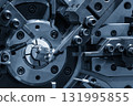 Close up scene operation of the coil spring making machine. 131995855