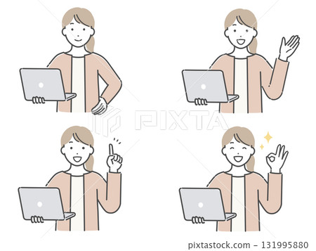 有膝上型計算機的少婦 131995880