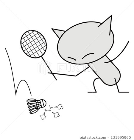 Badminton! The cat that couldn't reach the shuttlecock 131995960