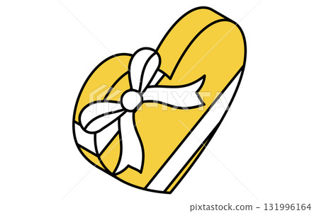 Isometric illustration of a line icon of a gift-wrapped heart-shaped gift box Isometric illustration of a line icon of a gift-wrapped heart-shaped gift box 131996164