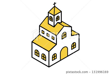 Isometric illustration of a church line icon 131996169
