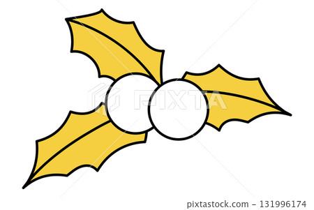 Isometric illustration of holly leaves and berries line icon 131996174