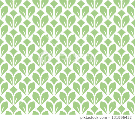 Flower geometric pattern. Seamless vector background. White and green ornament. Ornament for fabric, wallpaper, packaging. Decorative print Flower geometric pattern. Seamless vector background. White and green ornament. Ornament for fabric, wallpaper, packaging. Decorative print 131996432