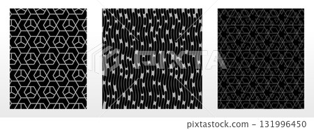 Geometric set of seamless black and gray patterns. Simple vector graphics Geometric set of seamless black and gray patterns. Simple vector graphics 131996450