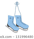 An isolated pair of winter sports shoes for doodle-style speed skating competitions 131996480