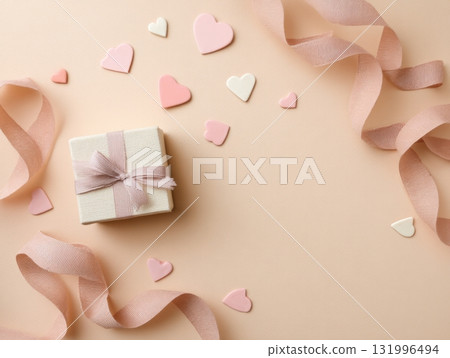 Minimal Valentine Composition in Pastel Tones Minimal Valentine Composition in Pastel Tones 131996494