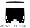 Black and white silhouette of a tourist bus seen from behind 131996636