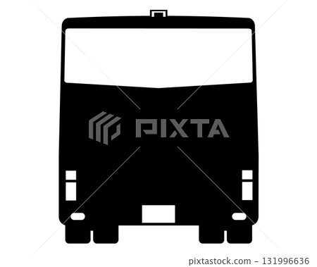 Black and white silhouette of a tourist bus seen from behind 131996636