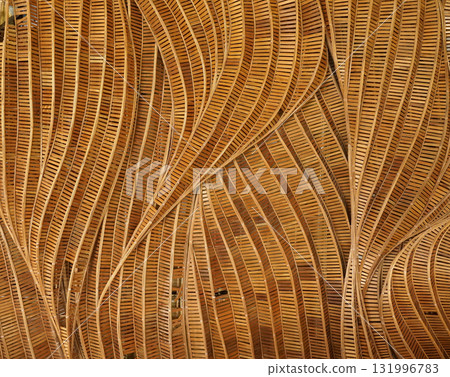 abstract curve pattern that twists and turns smoothly and flows like water waves Made from woven bamboo For building decoration in a modern tropical contemporary style or for making furniture. abstract curve pattern that twists and turns smoothly and flows like water waves Made from woven bamboo For building decoration in a modern tropical contemporary style or for making furniture. 131996783