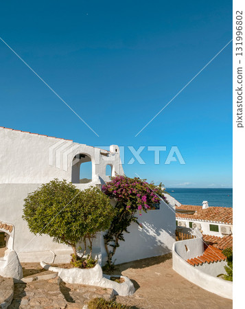white houses by the sea in La Almadrava, Spain white houses by the sea in La Almadrava, Spain 131996802