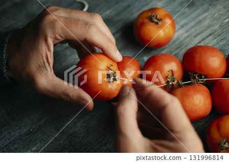 top view of Spanish tomates de colgar top view of Spanish tomates de colgar 131996814