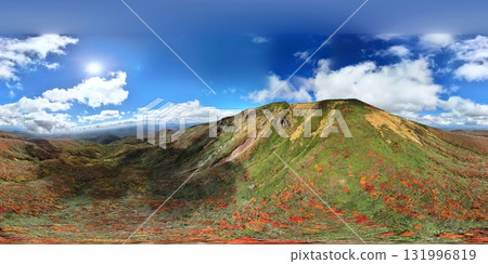 Aerial VR photography of autumn leaves on Mount Kurikoma 131996819