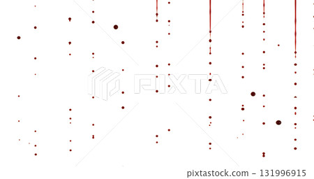 Freeze Motion of Photograph of Dripping Blood Forming Thin Streams and Scattered Droplets on a Clean White Background. Ideal for Horror, Medical, or Crime Related Visual Concepts. Realistic and Freeze Motion of Photograph of Dripping Blood Forming Thin Streams and Scattered Droplets on a Clean White Background. Ideal for Horror, Medical, or Crime Related Visual Concepts. Realistic and 131996915