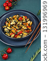 Cooked tasty mussels. 131996969